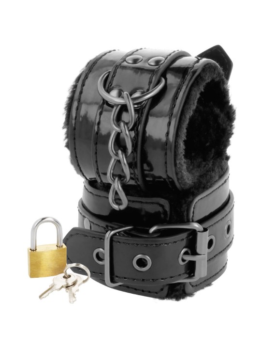 DARKNESS ESPOSAS CUERO AJUSTABLES MANOS NEGRO CON CANDADO