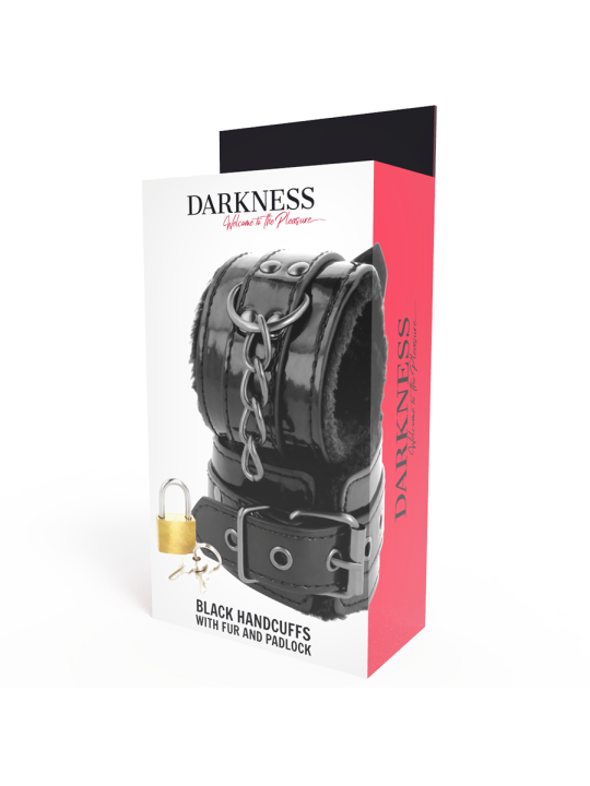 DARKNESS ESPOSAS CUERO AJUSTABLES MANOS NEGRO CON CANDADO