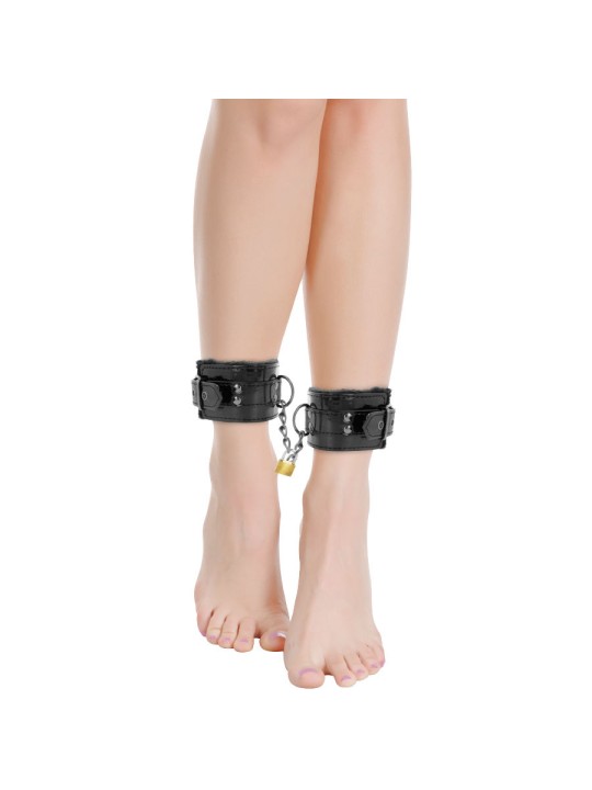 DARKNESS ESPOSAS CUERO AJUSTABLES TOBILLOS NEGRO CON CANDADO