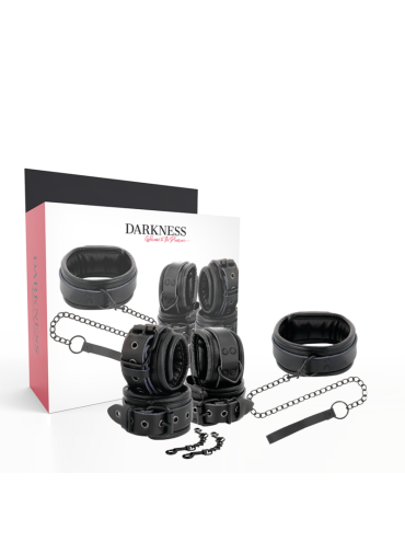 DARKNESS ESPOSAS Y COLLAR DE CUERO NEGRO