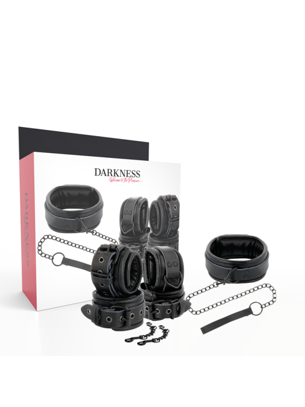 DARKNESS ESPOSAS Y COLLAR DE CUERO NEGRO