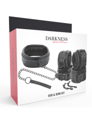 DARKNESS ESPOSAS Y COLLAR DE CUERO NEGRO