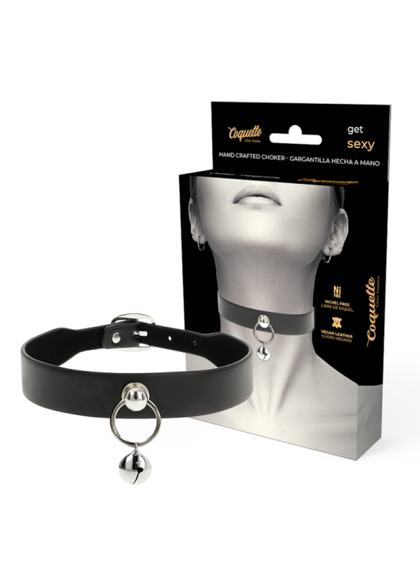 COQUETTE CHIC DESIRE COLLAR CUERO VEGANO ACCESORIO WOMAN CASCABEL ARO