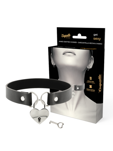COQUETTE CHIC DESIRE COLLAR CUERO VEGANO ACCESORIO CORAZON CON LLAVE