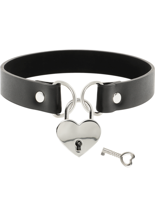 COQUETTE CHIC DESIRE COLLAR CUERO VEGANO ACCESORIO CORAZON CON LLAVE