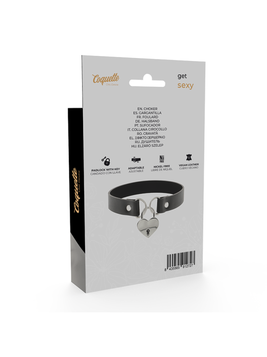 COQUETTE CHIC DESIRE COLLAR CUERO VEGANO ACCESORIO CORAZON CON LLAVE