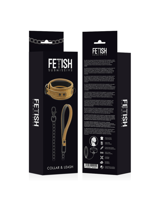 FETISH SUBMISSIVE ORIGEN COLLAR CON CADENA CON FORRO DE NEOPRENO