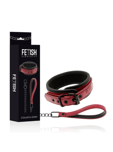 FETISH SUBMISSIVE DARK ROOM COLLAR CON CADENA CON FORRO DE NEOPRENO