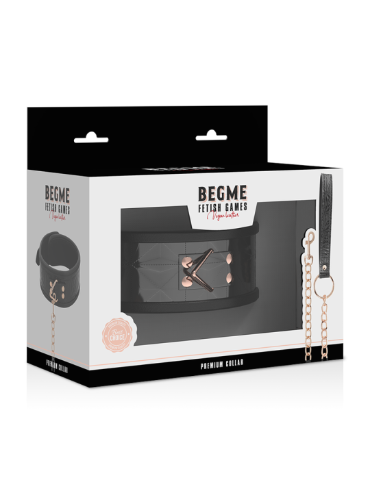 BEGME BLACK EDITION COLLAR CUERO VEGANO CON FORRO DE NEOPRENO