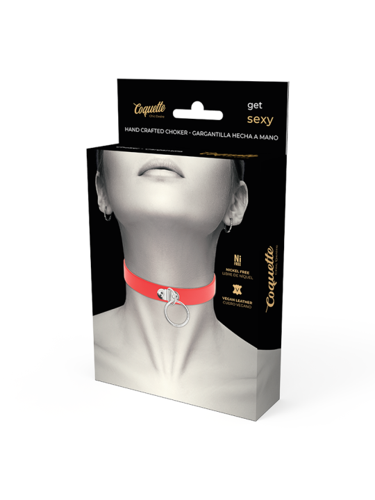 COQUETTE CHIC DESIRE COLLAR CUERO VEGANO ROJO ACCESORIO WOMAN FETISH