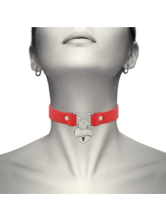 COQUETTE CHIC DESIRE COLLAR CUERO VEGANO ROJO ACCESORIO CORAZON CON LLAVE