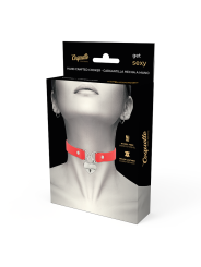 COQUETTE CHIC DESIRE COLLAR CUERO VEGANO ROJO ACCESORIO CORAZON CON LLAVE