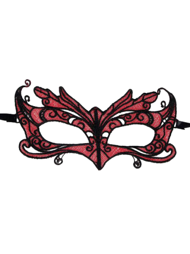 QUEEN LINGERIE ANTIFAZ DE ENCAJE DETALLES ROJO