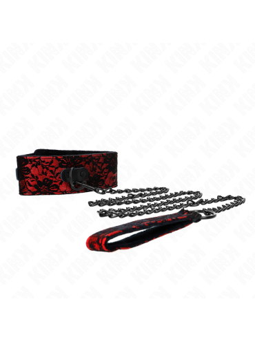 KINK COLLAR CON CORREA 105 CM DE ENCAJE CON CINTURON DE CUERO REAL 44 X 55 CM