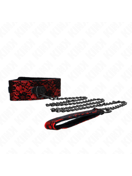 KINK COLLAR CON CORREA 105 CM DE ENCAJE CON CINTURON DE CUERO REAL 44 X 55 CM