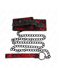 KINK COLLAR CON CORREA 105 CM DE ENCAJE CON CINTURON DE CUERO REAL 44 X 55 CM