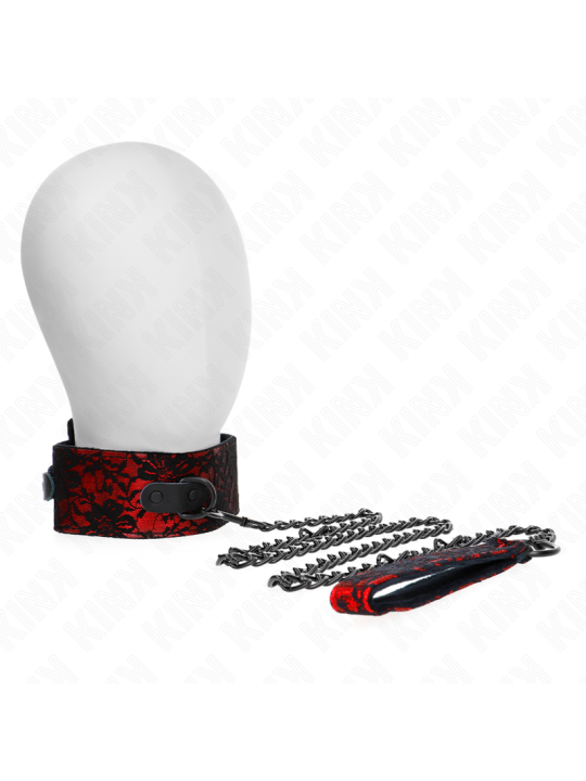 KINK COLLAR CON CORREA 105 CM DE ENCAJE CON CINTURON DE CUERO REAL 44 X 55 CM