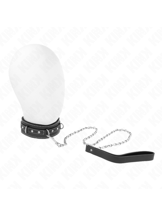 KINK COLLAR CON CORREA 105 CM DE PIEL DE PVC REMACHE DE DIAMANTES DE IMITACION 415 X 4 CM
