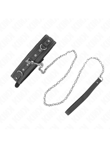 KINK COLLAR CON CORREA 105 CM DE PIEL DE PVC REMACHE DE DIAMANTES DE IMITACION 415 X 4 CM