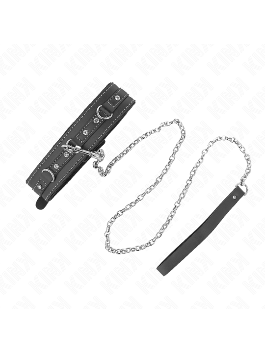 KINK COLLAR CON CORREA 105 CM DE PIEL DE PVC REMACHE DE DIAMANTES DE IMITACION 415 X 4 CM