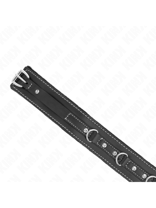 KINK COLLAR CON CORREA 105 CM DE PIEL DE PVC REMACHE DE DIAMANTES DE IMITACION 415 X 4 CM