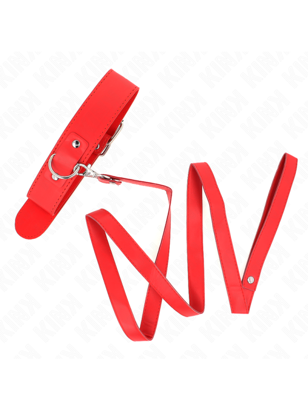 KINK COLLAR CON CORREA 116 CM FINO ROJO AJUSTABLE 32 50 CM X 8 CM