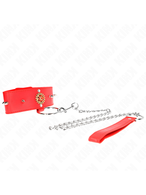 KINK COLLAR CON CORREA 65 CM CUELLO DE DIAMANTES ROJO AJUSTABLE 35 51 CM X 7 CM