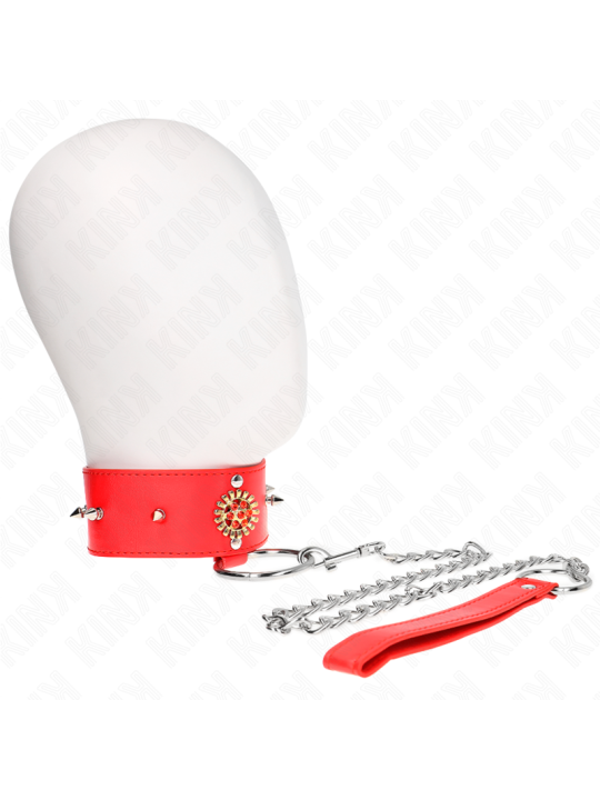 KINK COLLAR CON CORREA 65 CM CUELLO DE DIAMANTES ROJO AJUSTABLE 35 51 CM X 7 CM