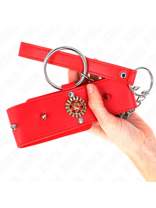 KINK COLLAR CON CORREA 65 CM CUELLO DE DIAMANTES ROJO AJUSTABLE 35 51 CM X 7 CM