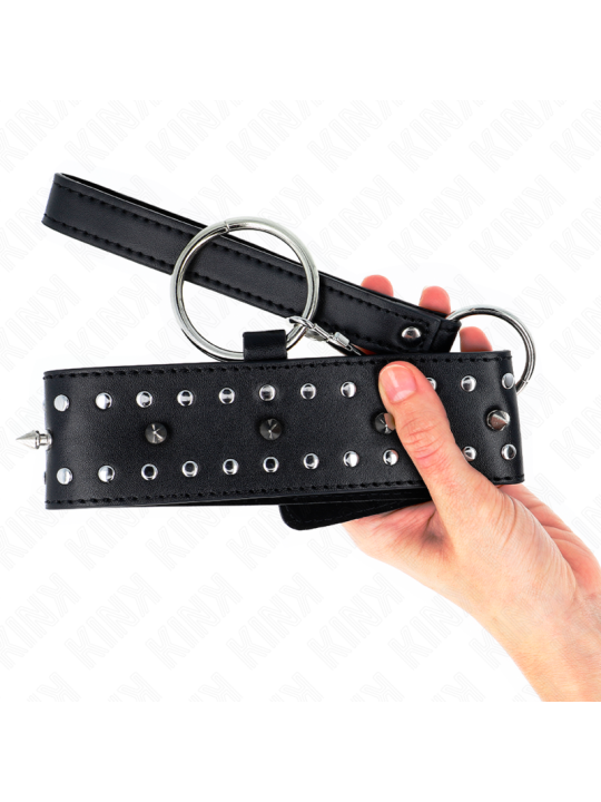 KINK COLLAR CON CORREA 65 CM CON TACHUELAS PLATEADAS MODELO 1 AJUSTABLE 36 43 CM X 5 CM