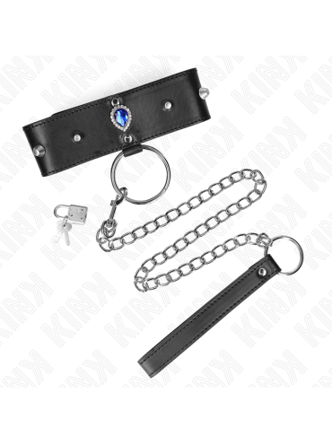 KINK COLLAR CON CORREA 65 CM CON DIAMANTES AZULES AJUSTABLE 36 43 CM X 5 CM