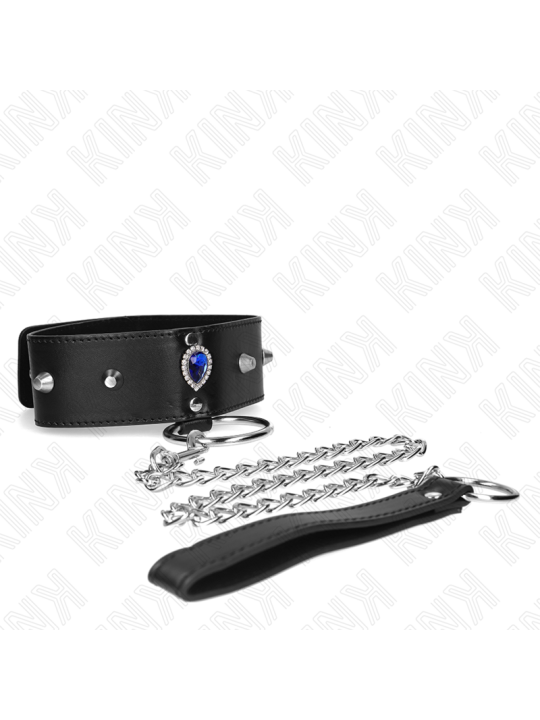 KINK COLLAR CON CORREA 65 CM CON DIAMANTES AZULES AJUSTABLE 36 43 CM X 5 CM