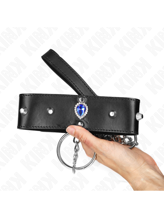 KINK COLLAR CON CORREA 65 CM CON DIAMANTES AZULES AJUSTABLE 36 43 CM X 5 CM