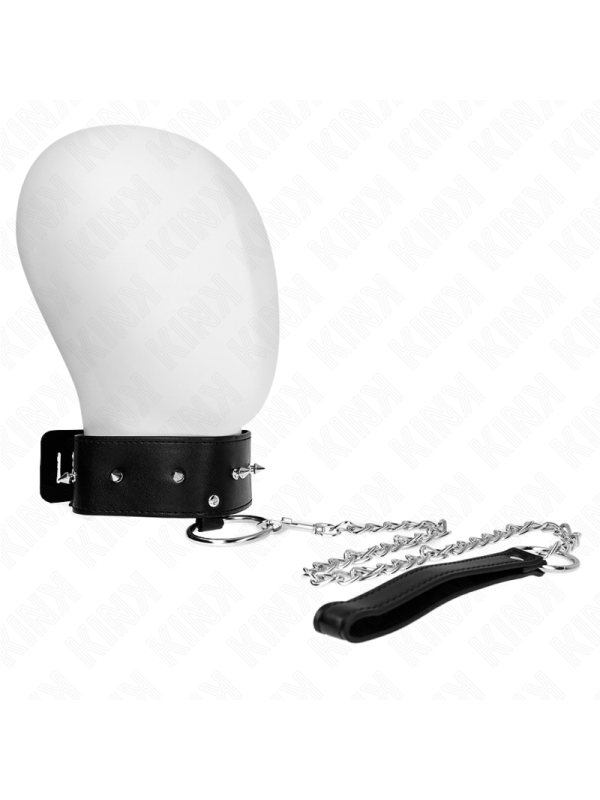 KINK COLLAR CON CORREA 65 CM CON TACHUELAS PLATEADAS MODELO 2 AJUSTABLE 36 43 CM X 5 CM