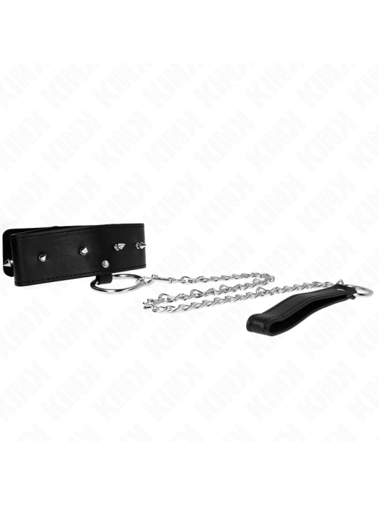 KINK COLLAR CON CORREA 65 CM CON TACHUELAS PLATEADAS MODELO 2 AJUSTABLE 36 43 CM X 5 CM