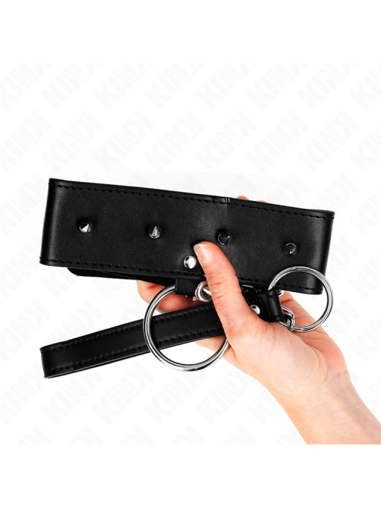 KINK COLLAR CON CORREA 65 CM CON TACHUELAS PLATEADAS MODELO 2 AJUSTABLE 36 43 CM X 5 CM