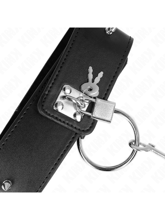KINK COLLAR CON CORREA 65 CM CON TACHUELAS PLATEADAS MODELO 2 AJUSTABLE 36 43 CM X 5 CM