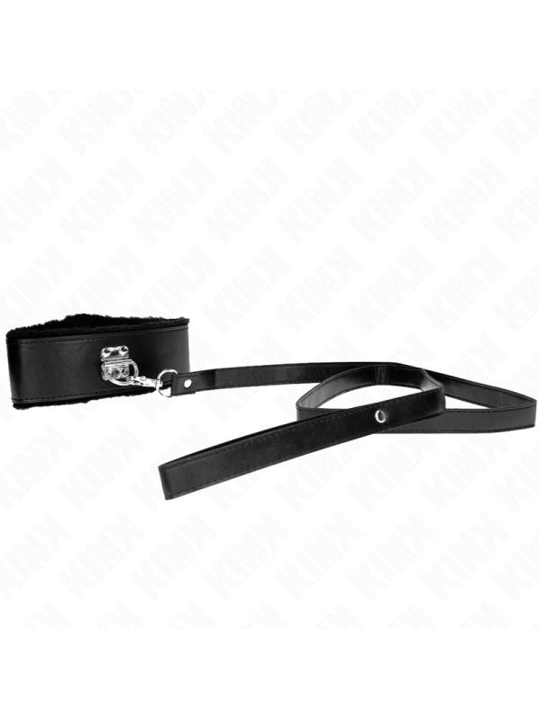 KINK COLLAR CON CORREA 116 CM CON TACHUELAS PLATEADAS MODELO 4 NEGRO AJUSTABLE 40 48 CM X 6 CM