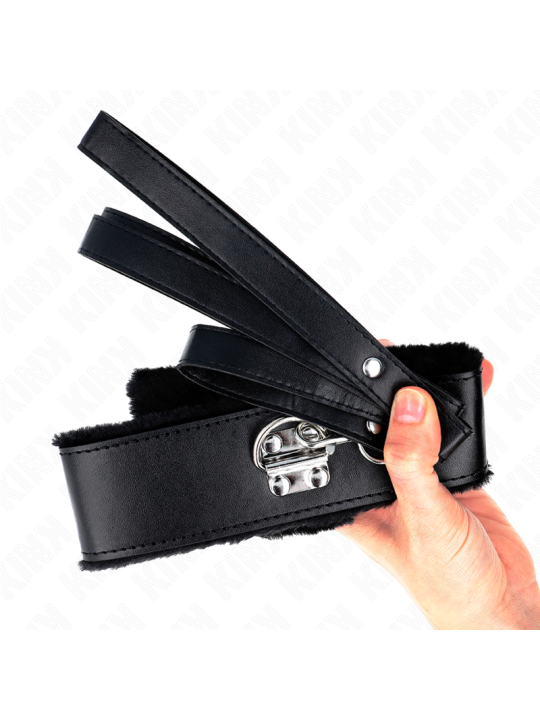 KINK COLLAR CON CORREA 116 CM CON TACHUELAS PLATEADAS MODELO 4 NEGRO AJUSTABLE 40 48 CM X 6 CM