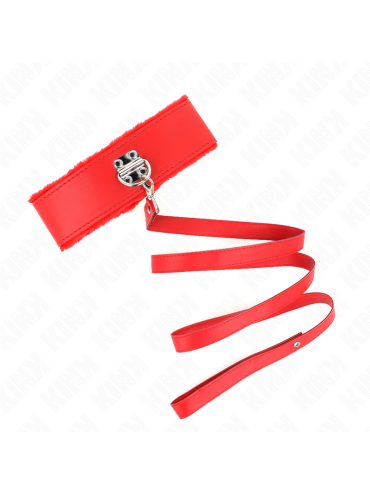 KINK COLLAR CON CORREA 116 CM CON TACHUELAS PLATEADAS MODELO 4 ROJO AJUSTABLE 40 48 CM X 6 CM