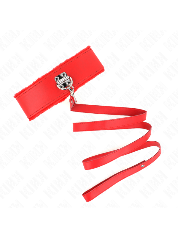 KINK COLLAR CON CORREA 116 CM CON TACHUELAS PLATEADAS MODELO 4 ROJO AJUSTABLE 40 48 CM X 6 CM