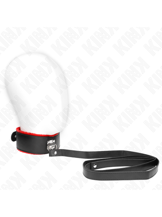 KINK COLLAR CON CORREA 116 CM DE PIEL ROJO AJUSTABLE 40 48 CM X 6 CM