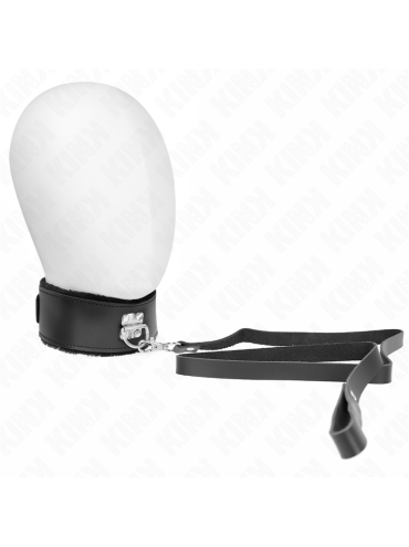 KINK COLLAR CON CORREA 116 CM DE PIEL NEGRO AJUSTABLE 40 48 CM X 6 CM