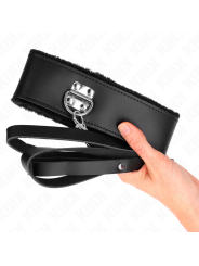 KINK COLLAR CON CORREA 116 CM DE PIEL NEGRO AJUSTABLE 40 48 CM X 6 CM