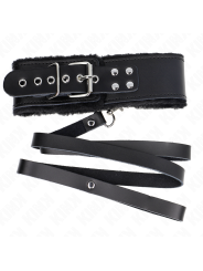 KINK COLLAR CON CORREA 116 CM DE PIEL NEGRO AJUSTABLE 40 48 CM X 6 CM