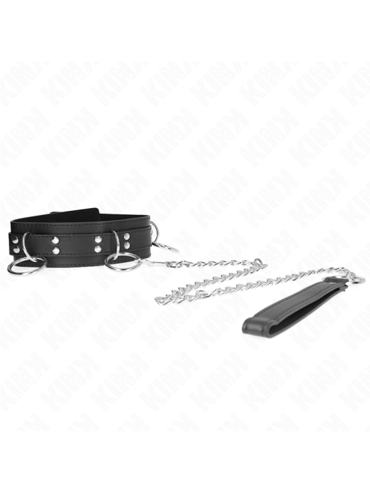 KINK COLLAR CON CORREA 80 CM ESCLAVITUD 3 ANILLOS 53 X 5 CM