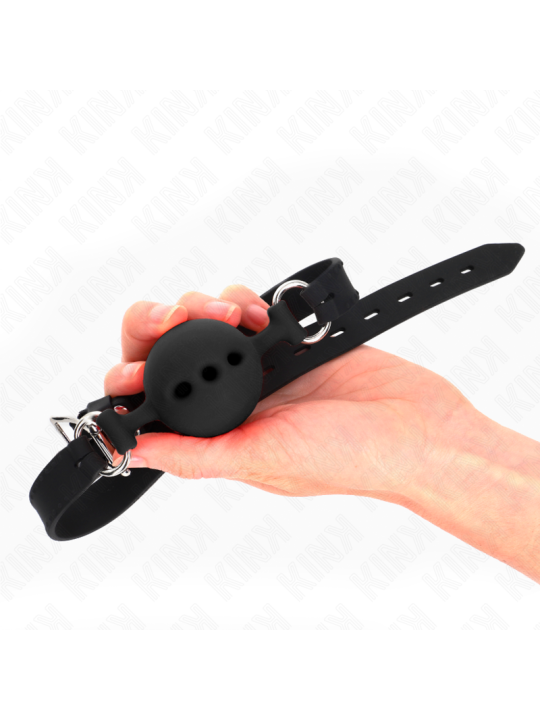 KINK MORDAZA 55 x 2 CM DE BOLA 5 CM DE SILICONA COMPLETA TALLA L NEGRO AJUSTABLE 35 51 CM
