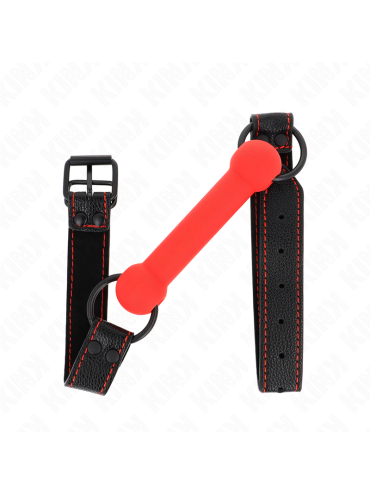 KINK MORDAZA FORMA DE HUESO CON CORREA POLIPIEL ROJO AJUSTABLE 41 57 CM