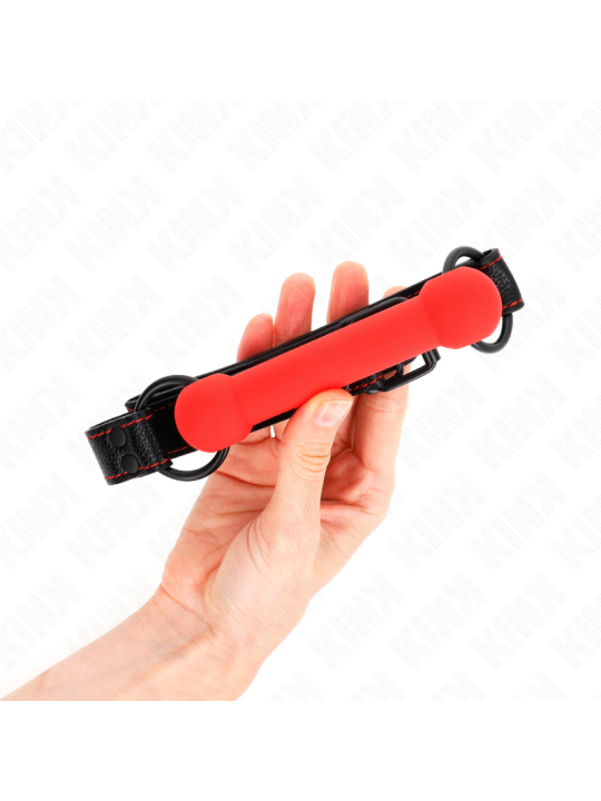 KINK MORDAZA FORMA DE HUESO CON CORREA POLIPIEL ROJO AJUSTABLE 41 57 CM