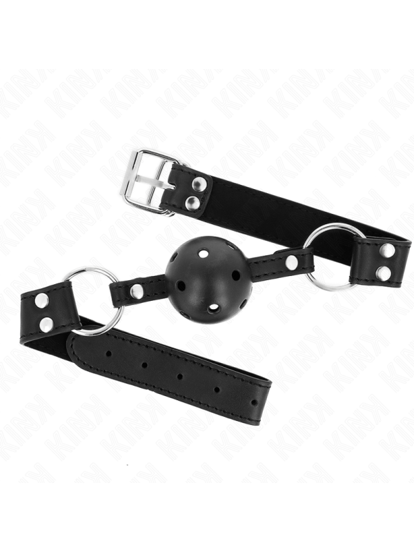 KINK MORDAZA DE BOLA 4 CM TRANSPIRABLE CON DOBLE REMACHE MODELO 1 NEGRO 62 x 25 CM AJUSTABLE 42 58 CM